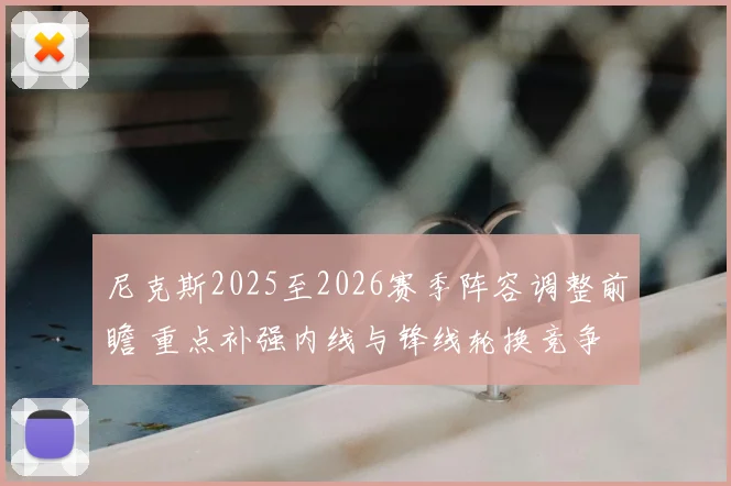 尼克斯2025至2026赛季阵容调整前瞻 重点补强内线与锋线轮换竞争